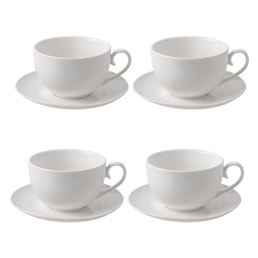 Coffee Tea Set - oz Cappuccino Cups with Saucers, Ceramic