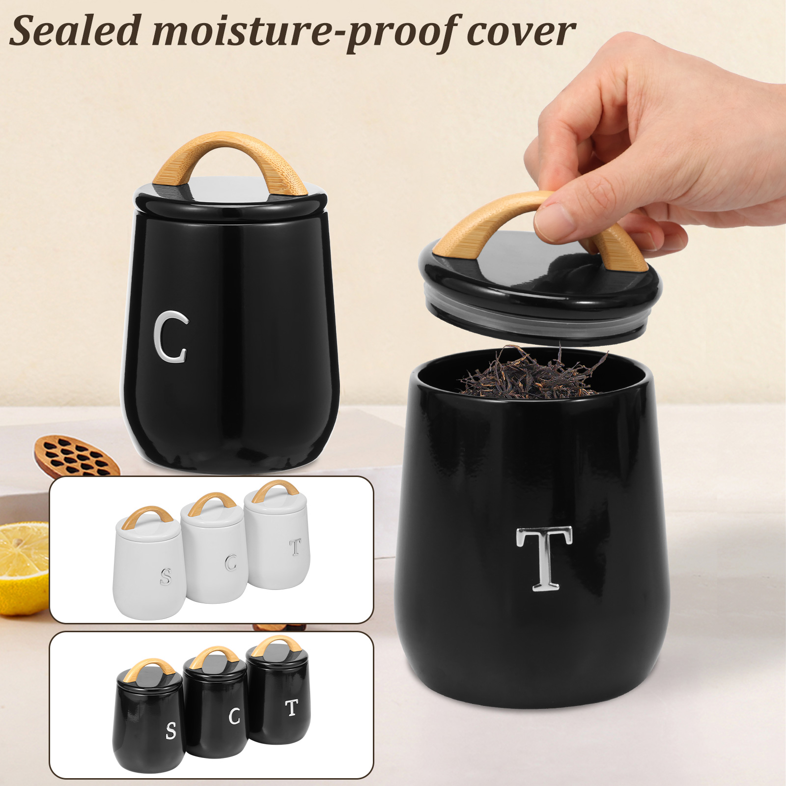Coffee Tea Difference - 3Pcs Kitchen Storage Jar Tea Sugar