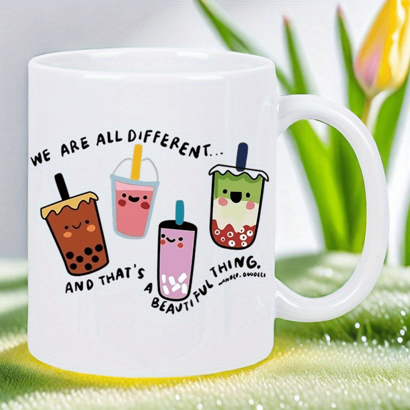 Coffee Tea Difference - Cute Kawaii Boba Tea Ceramic Mug