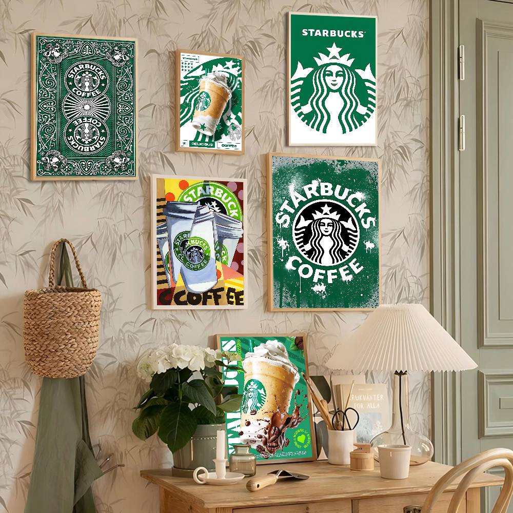 Coffee Tea Logo - Cool S-Starbucks LOGO Self-adhesive Art Poster