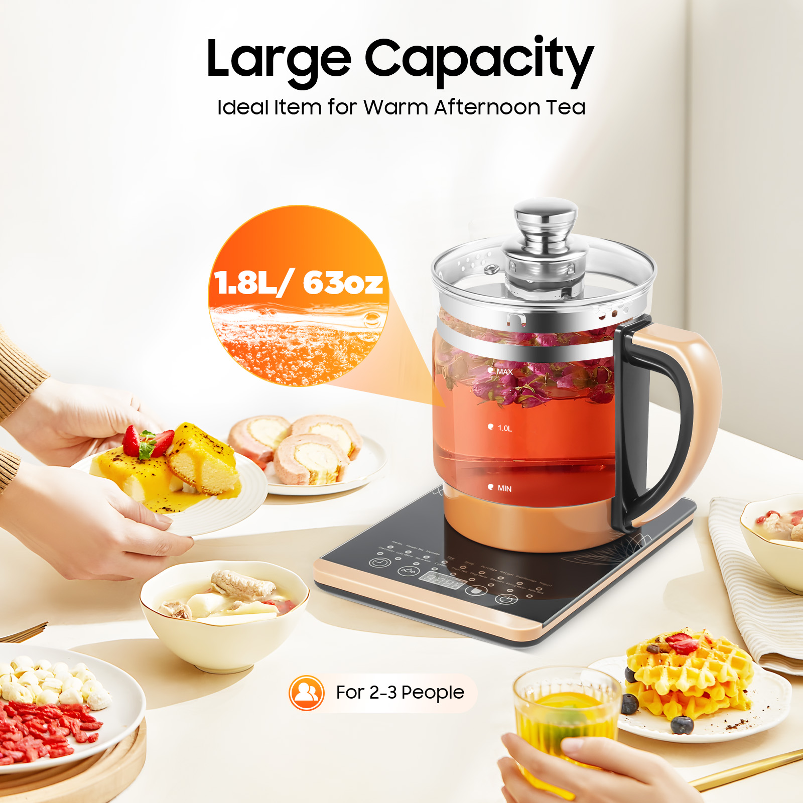 1.8L Electric Glass Kettle, 18 - مراجعة Coffee Tea Facilities وسعره