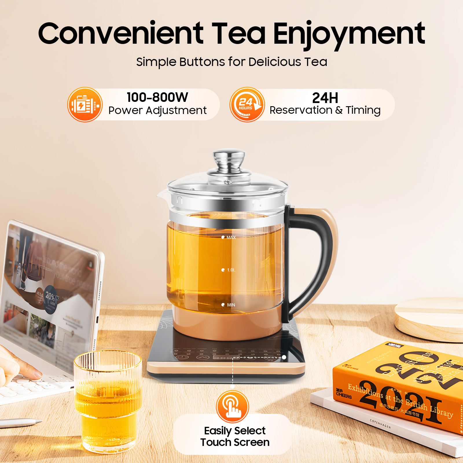1.8L Electric Glass Kettle, 18 - مراجعة Coffee Tea Facilities وسعره
