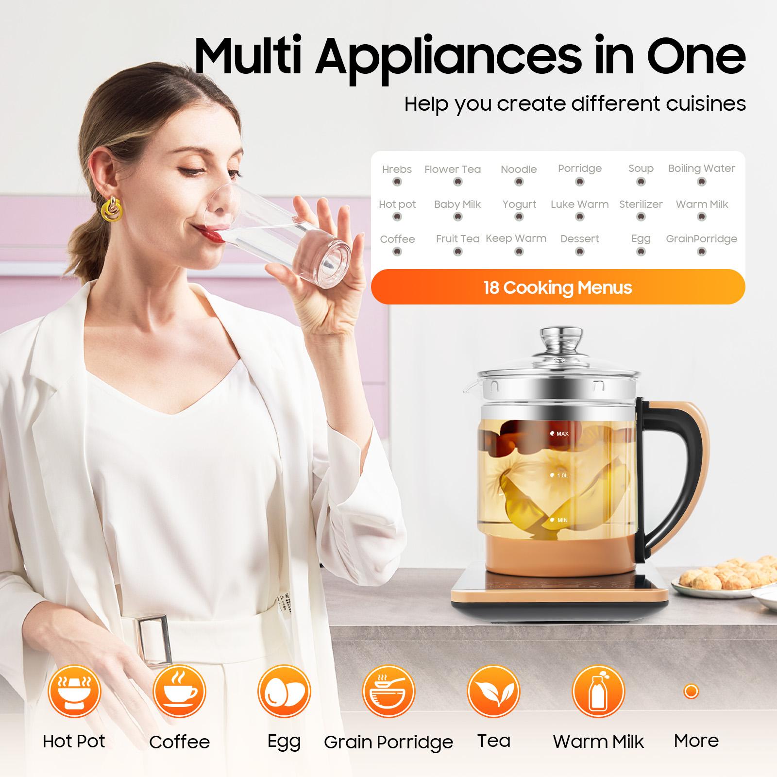 1.8L Electric Glass Kettle, 18 - مراجعة Coffee Tea Facilities وسعره