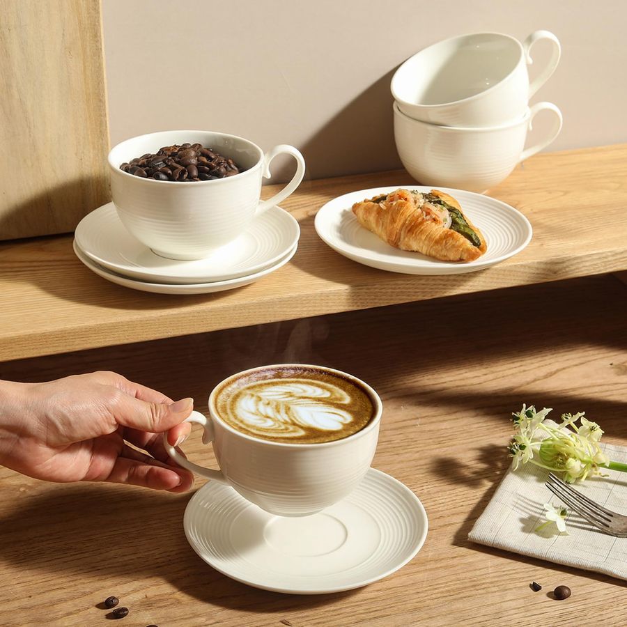 oz Cappuccino Cups with Saucer - مراجعة Coffee Tea Set وسعره
