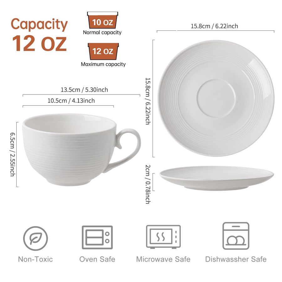 oz Cappuccino Cups with Saucer - مراجعة Coffee Tea Set وسعره