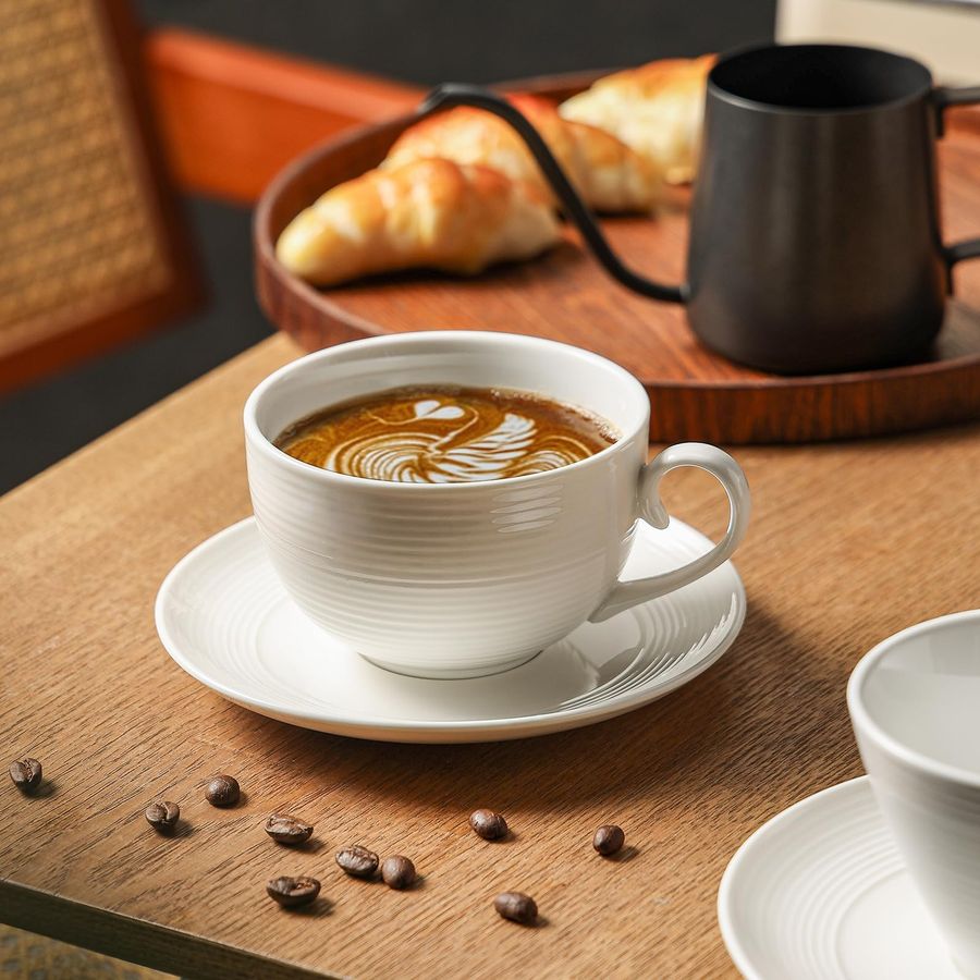 oz Cappuccino Cups with Saucer - مراجعة Coffee Tea Set وسعره