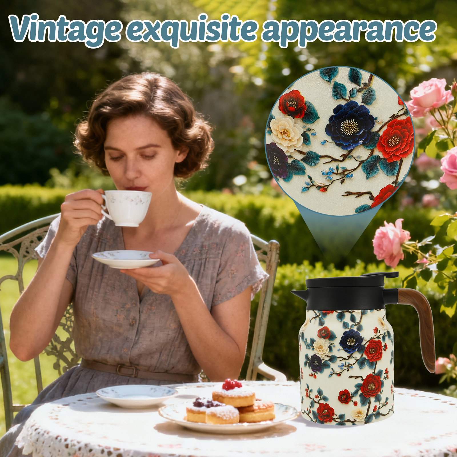 Vintage Floral Tea Thermos Sta - مراجعة Coffee Tea Exchange وسعره