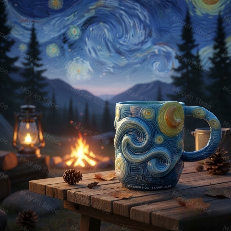 The Starry Night 3D Embossed R - مراجعة Coffee Tea Van وسعره