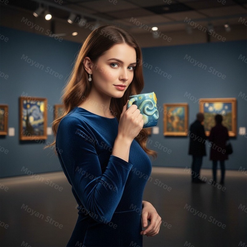The Starry Night 3D Embossed R - مراجعة Coffee Tea Van وسعره