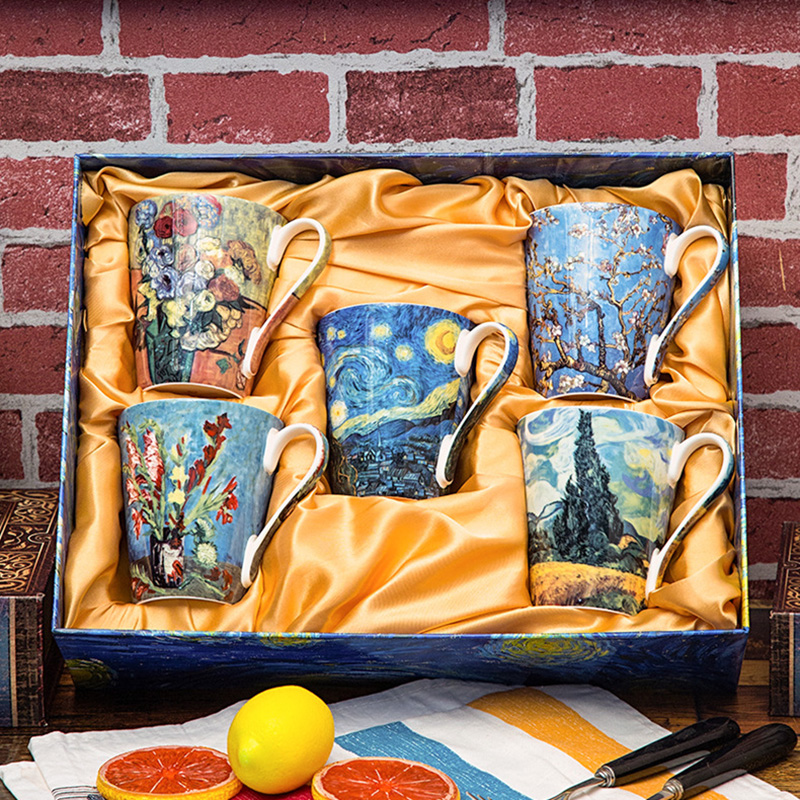 5 Pcs Set Bone China Van Gogh  - مراجعة Coffee Tea Van وسعره