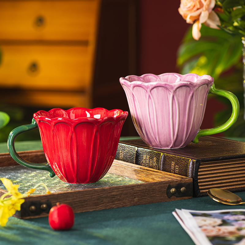 Floral Ceramic Mugs Set Couple - مراجعة Morning Tea Coffee وسعره