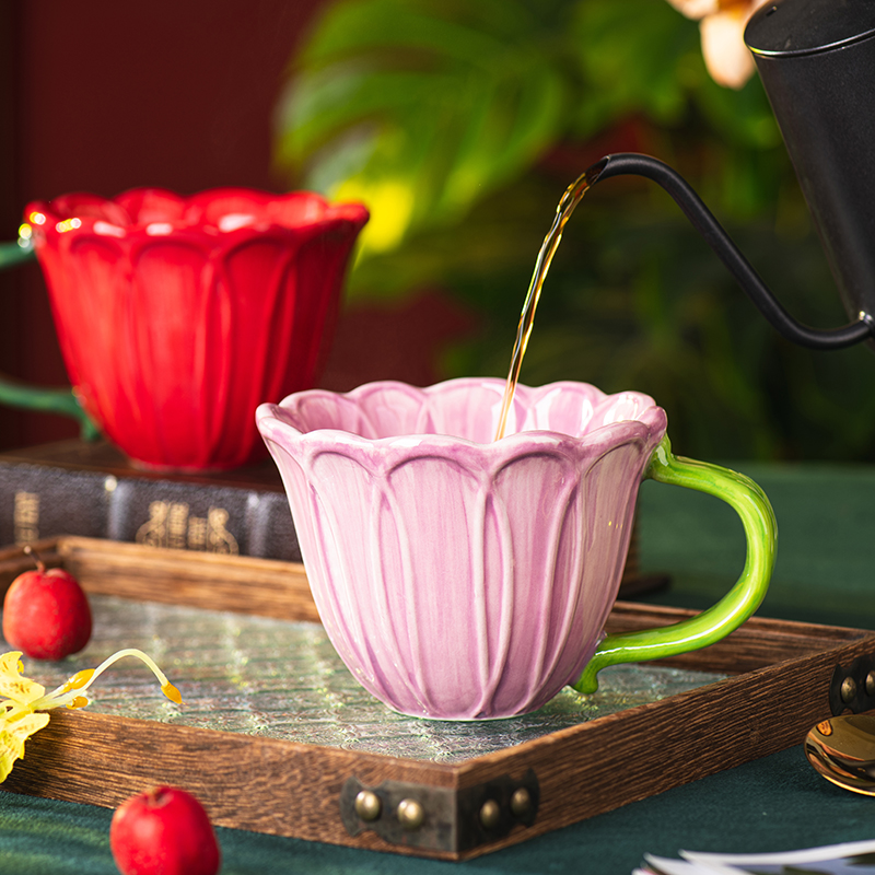 Floral Ceramic Mugs Set Couple - مراجعة Morning Tea Coffee وسعره