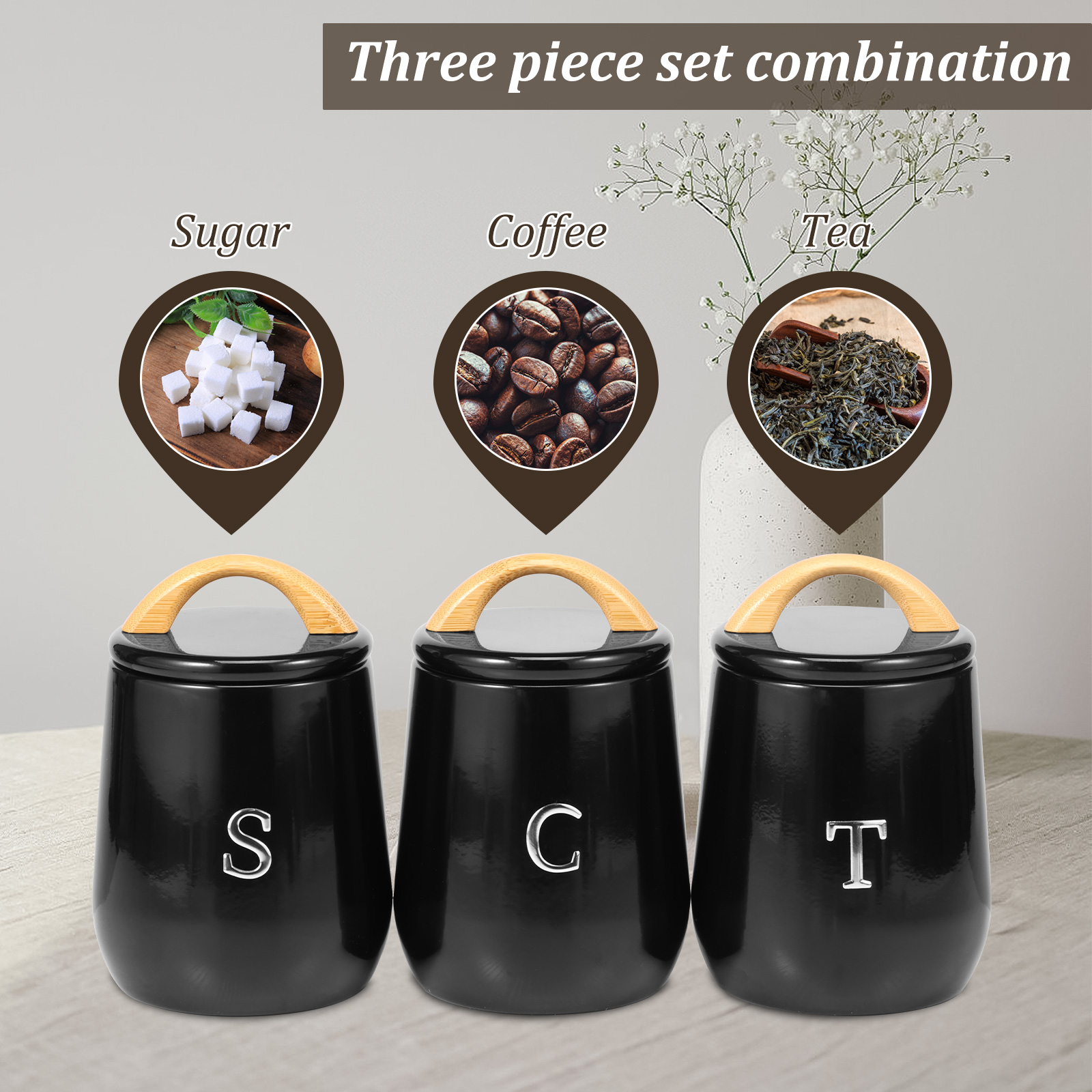 3Pcs Kitchen Storage Jar Tea S - مراجعة Coffee Tea Difference وسعره