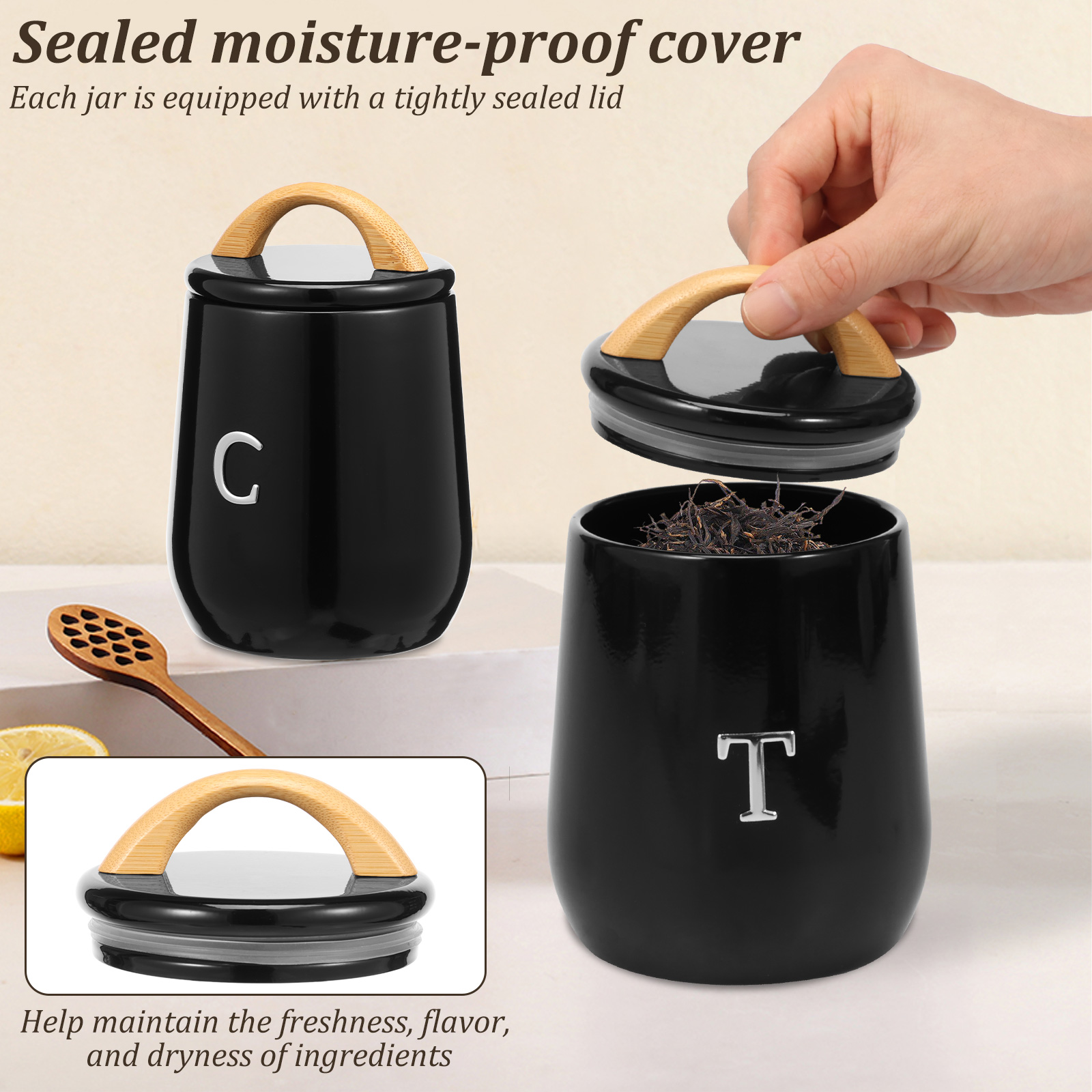 3Pcs Kitchen Storage Jar Tea S - مراجعة Coffee Tea Difference وسعره