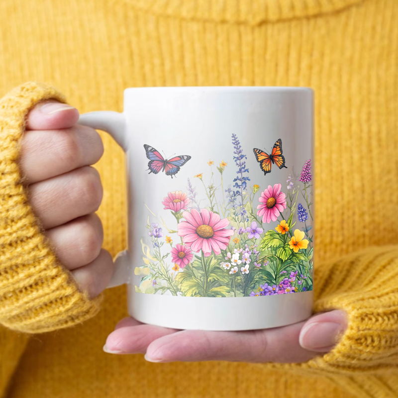 Ceramic cup white flower garde - مراجعة Coffee Tea For Garden وسعره