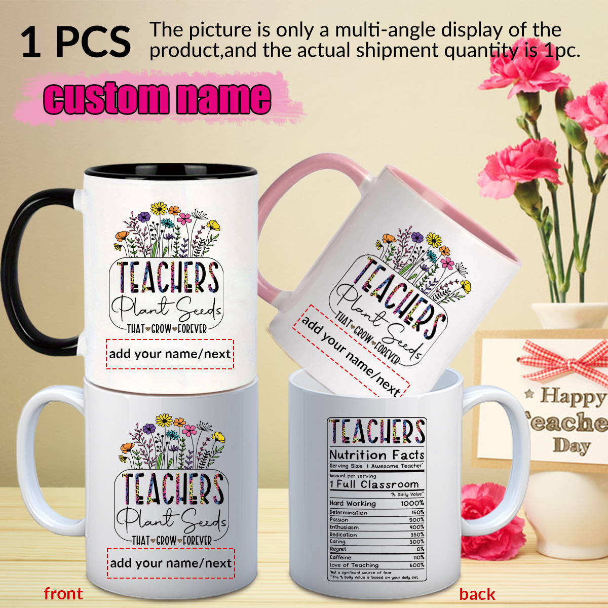 1pc Customize Name Personalise - مراجعة Coffee Tea Logo وسعره