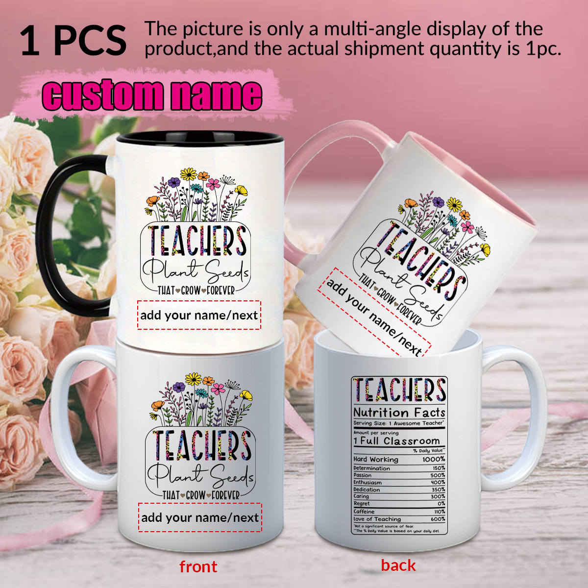 1pc Customize Name Personalise - مراجعة Coffee Tea Logo وسعره