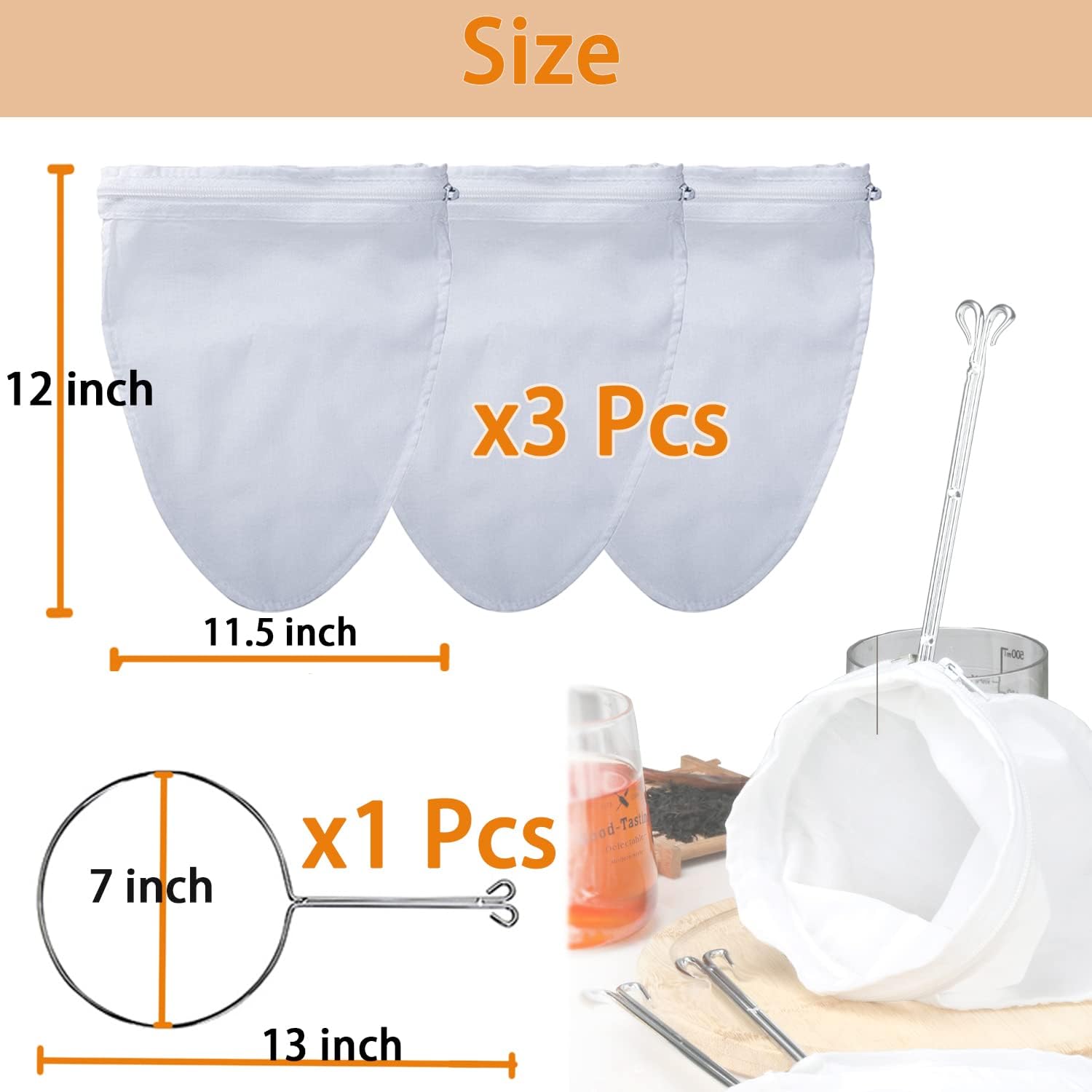3 Pcs Fine Mesh Strainer Bags  - مراجعة Coffee Tea Thai وسعره