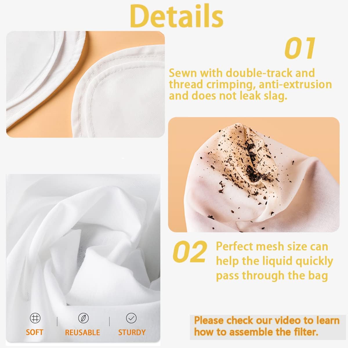 3 Pcs Fine Mesh Strainer Bags  - مراجعة Coffee Tea Thai وسعره